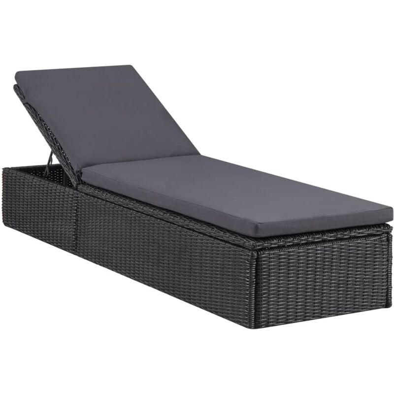 Vidaxl - Chaise longue Résine tressée Noir et gris foncé