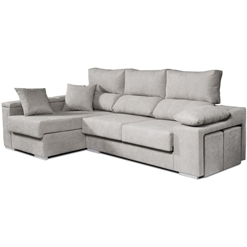 

Matris - Sofá Chaiselongue Rubí de Tela Antimanchas Izquierda Color Gris 3 plazas 265x145x102 cm