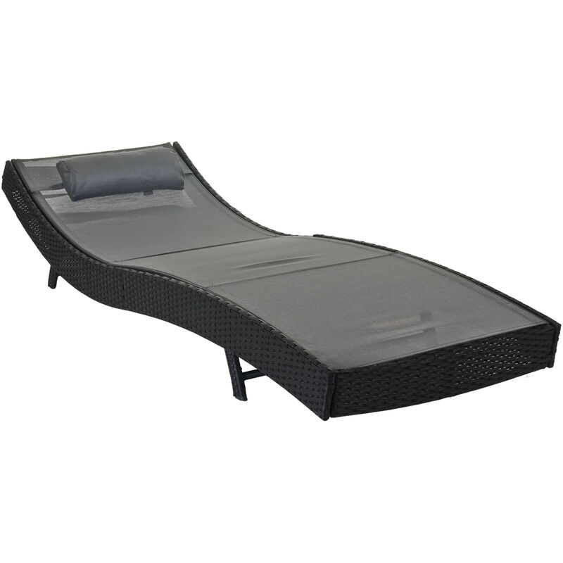 Chaise longue Savannah, polyrotin, bain de soleil - anthracite, enveloppe gris