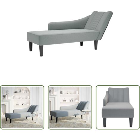 Chaise longue -  Sdraio con Bracciolo Destro in Tessuto Grigio Chiaro