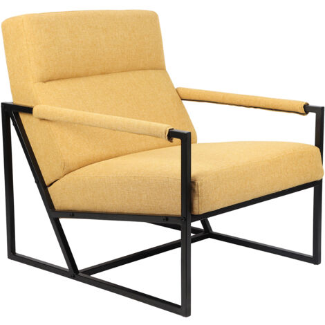 Chaise longue SVITA CHRIS chaise cocktail chaise rembourrée avec accoudoirs jaune moutarde