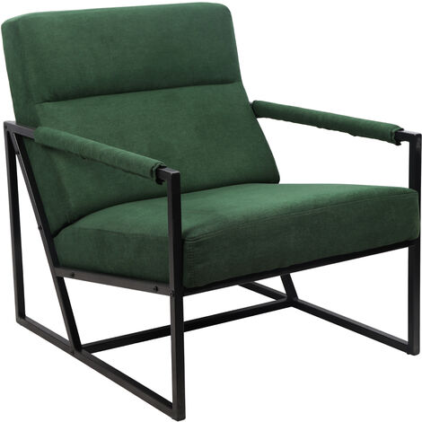SVITA CHRIS Chaise de salon Fauteuil de cocktail Chaise rembourrée avec accoudoirs Vert foncé