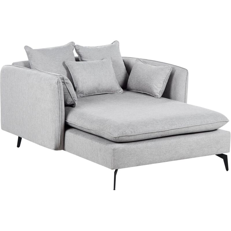Beliani - Chaise Longue Symétrique Moderne en Tissu avec Accoudoirs et Coussin de Dossier Gris Clair Charmes