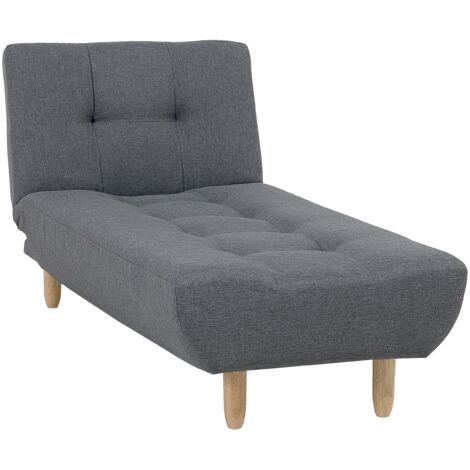 Chaise longue tapizado en tela gris con patas de madera clara estilo escandinavo Alsten