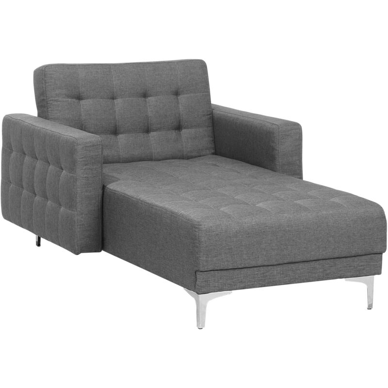 Chaise longue de poliéster gris claro plateado acolchado reclinable sala de estar Aberdeen