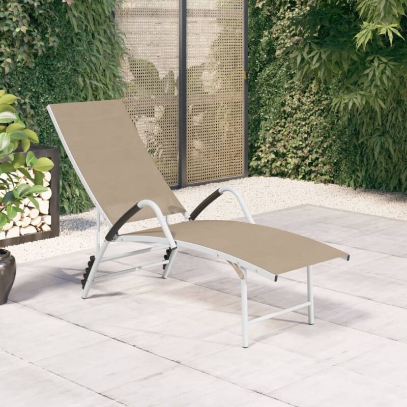 Chaise longue Textil�ne et aluminium Cr�me - Vidaxl