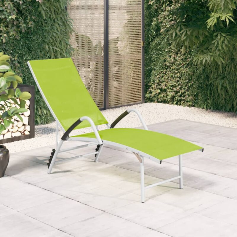 Vidaxl - Chaise longue Textilène et aluminium Vert