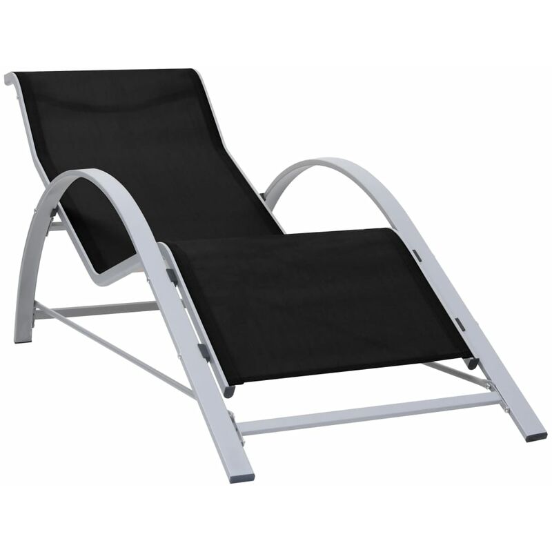 Chaise longue Textil�ne et aluminium Noir - Vidaxl