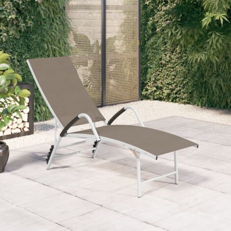 Chaise longue Textilène et aluminium Taupe vidaXL