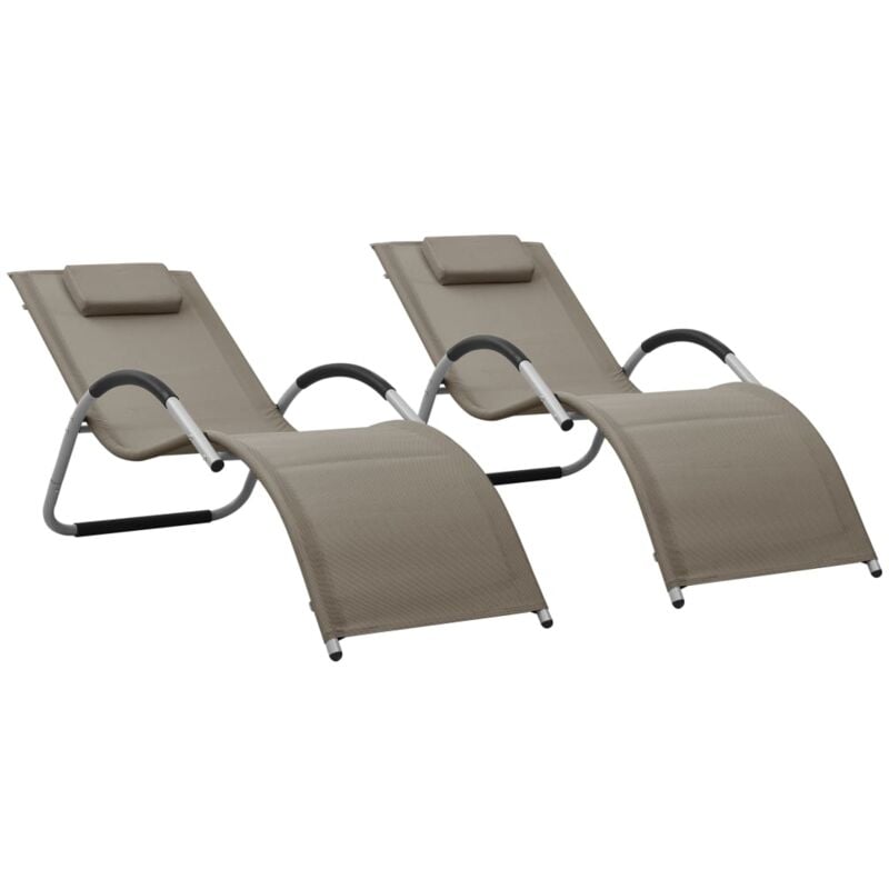 Vidaxl - Chaises longues textilène lot de 2 taupe et gris