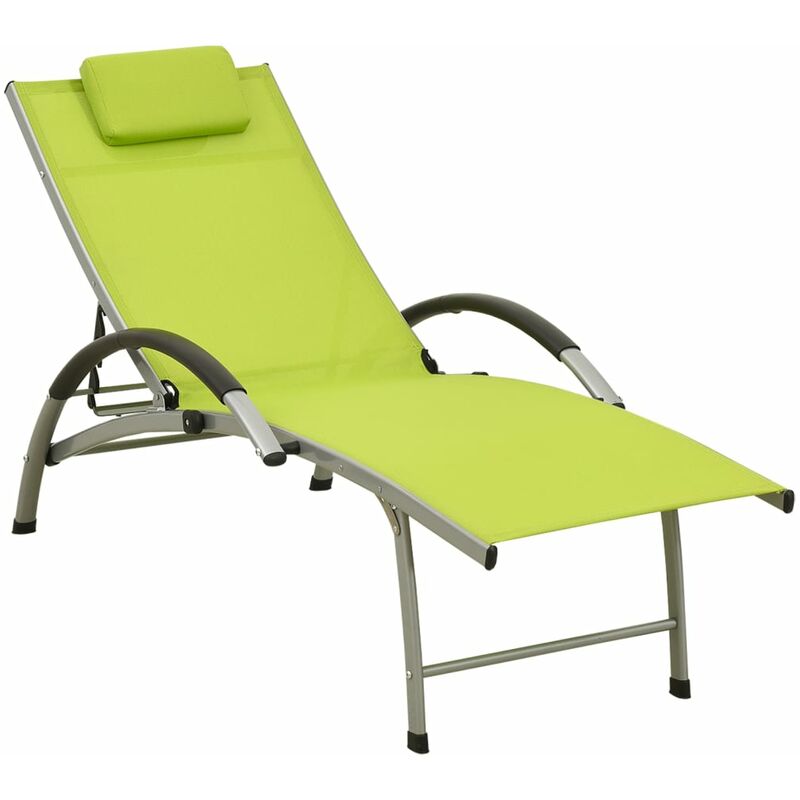 Les Tendances - Chaise longue Textilène et aluminium Vert 2