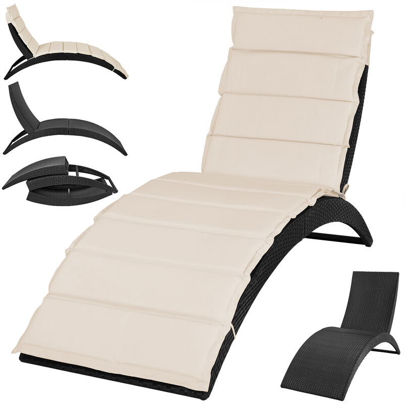 Chaise longue transat 200cm pliable avec coussin Detex®Coussin forme ergonomique