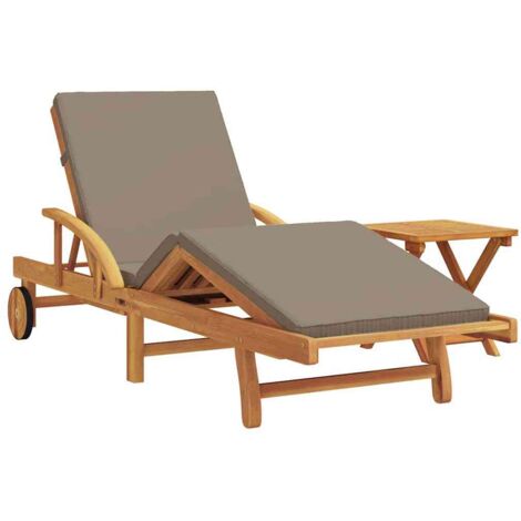 Chaise longue  Transat  Bain de soleil 2 pcs Taupe 200 x 67 x 84 cm Bois d'Acacia Massif