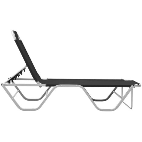 Chaise longue  Transat  Bain de soleil aluminium et textilène noir