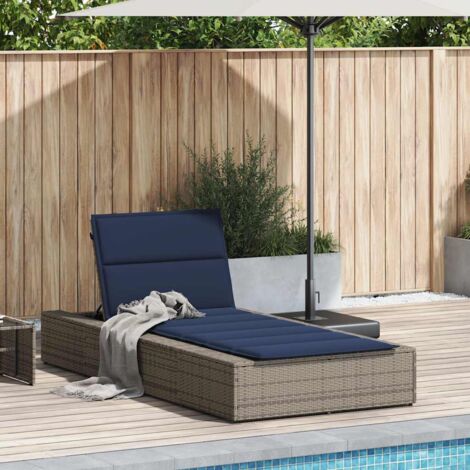 Chaise longue  Transat  Bain de soleil avec coussin flottant gris résine tressée