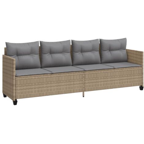 Chaise longue  Transat  Bain de soleil avec coussins beige résine tressée