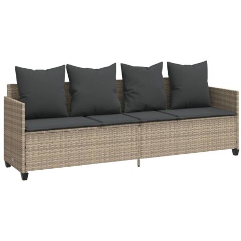 Chaise longue  Transat  Bain de soleil avec coussins gris clair résine tressée