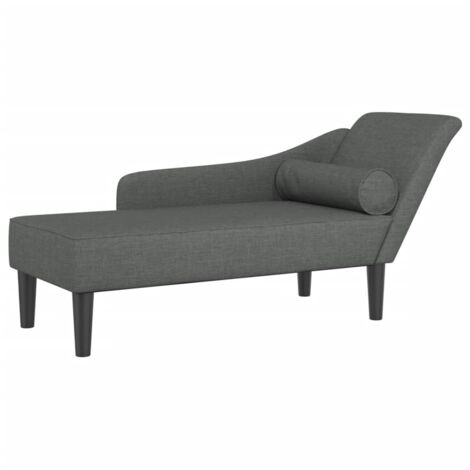 Chaise longue  Transat  Bain de soleil avec coussins gris foncé tissu