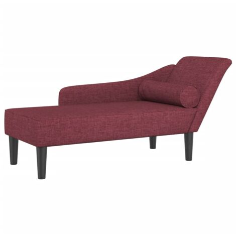 Chaise longue  Transat  Bain de soleil avec coussins rouge bordeaux tissu