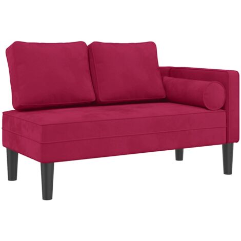 Chaise longue  Transat  Bain de soleil avec coussins rouge bordeaux velours