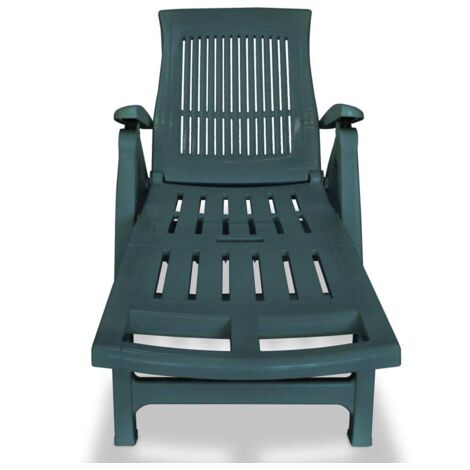 Chaise longue Transat Bain de soleil avec repose-pied Plastique Vert
