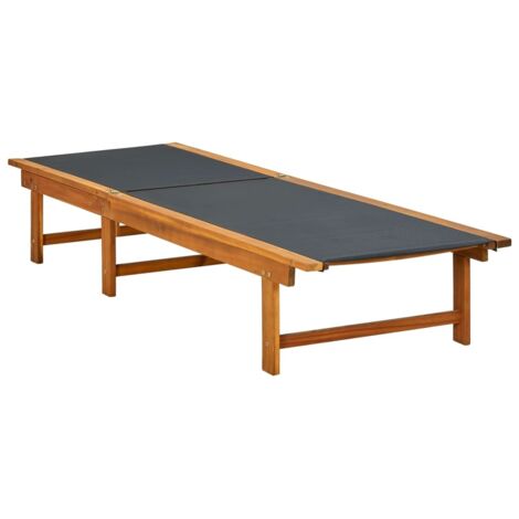Chaise longue  Transat  Bain de soleil Bois d'acacia solide et textilène