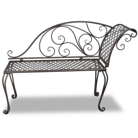 Chaise longue  Transat  Bain de soleil de jardin 128 cm Acier Antique Marron