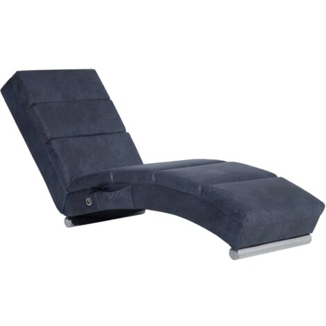 Chaise longue  Transat  Bain de soleil de longue Gris Similicuir daim