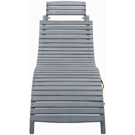 Chaise longue  Transat  Bain de soleil Délavage gris Bois d'acacia solide