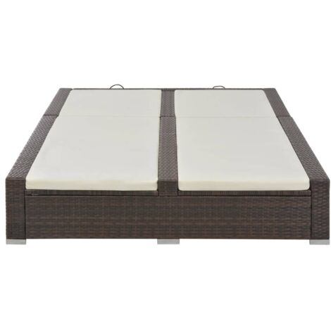 Chaise longue  Transat  Bain de soleil double Résine tressée Marron