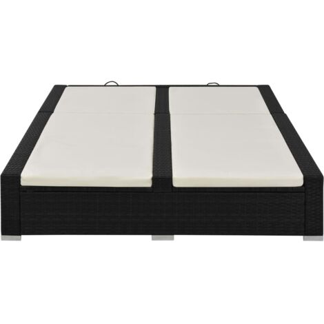 Chaise longue  Transat  Bain de soleil double Résine tressée Noir