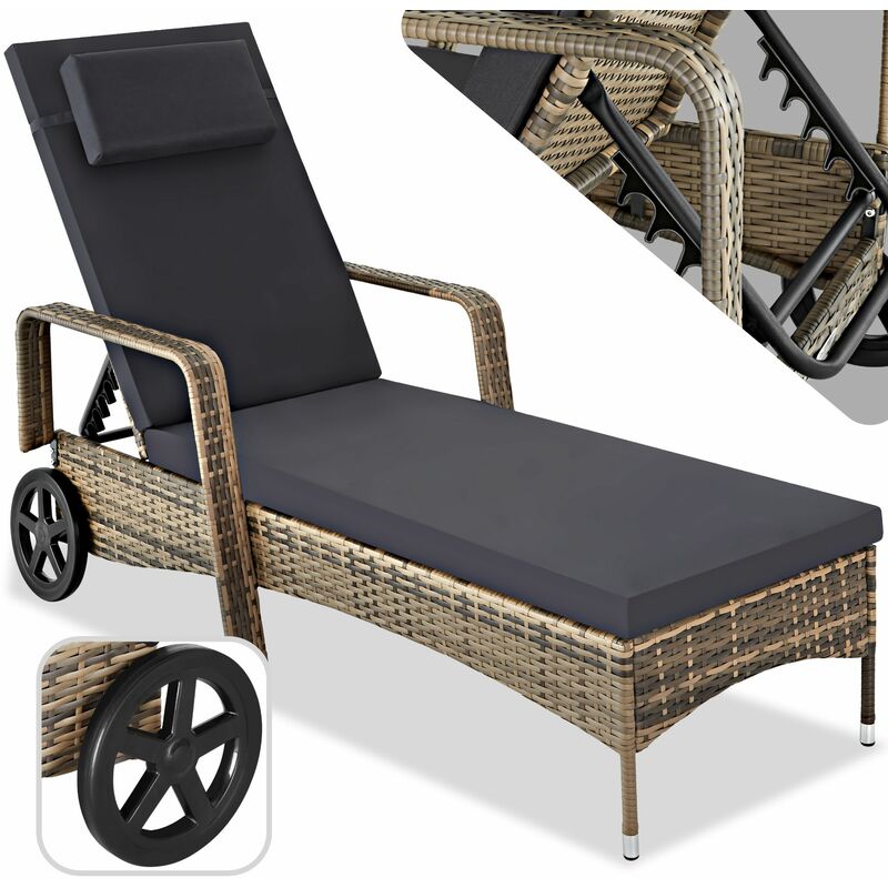 Bain de soleil Transat en rotin Robuste et résistant aux uv Dossier réglable sur 6 positions