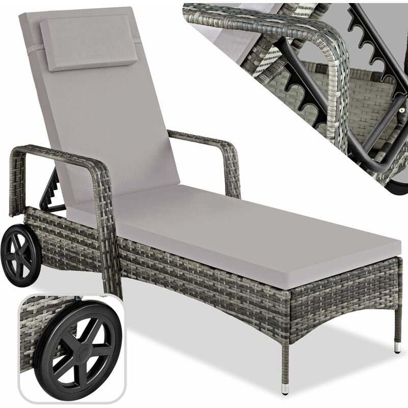 Bain de soleil Transat en rotin Robuste et résistant aux uv Dossier réglable sur 6 positions