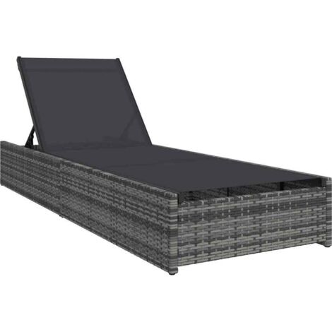 Chaise longue  Transat  Bain de soleil Gris 200,5 x 70 x 75 cm polyrotin