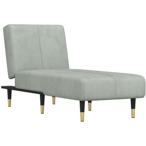 Chaise longue  Transat  Bain de soleil gris clair velours