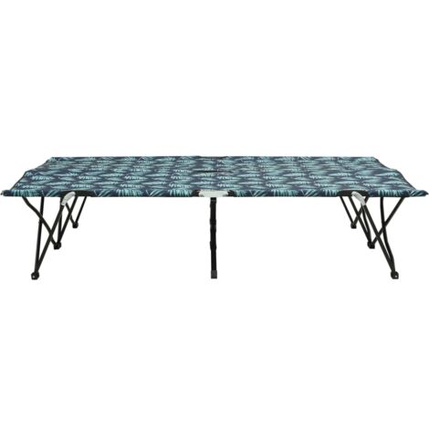 Chaise longue  Transat  Bain de soleil pliable 2 places Motif de feuilles Acier