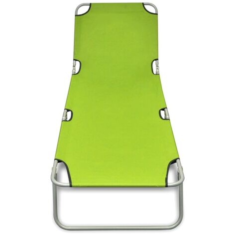 Chaise longue  Transat  Bain de soleil pliable acier enduit de poudre vert pomme