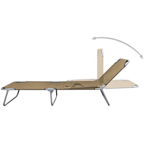 Chaise longue  Transat  Bain de soleil pliable avec dossier réglable Taupe