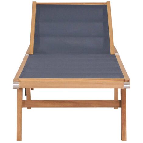 Chaise longue  Transat  Bain de soleil pliable avec roulettes Teck massif et textilène