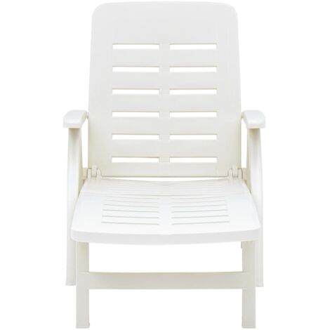 Chaise longue  Transat  Bain de soleil pliable Plastique Blanc