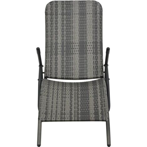 Chaise longue  Transat  Bain de soleil pliable Résine tressée Gris