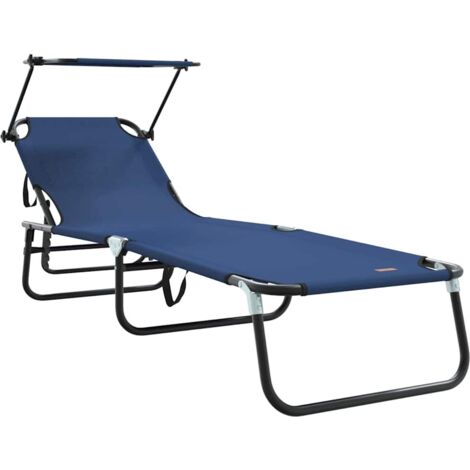 Chaise longue  Transat  Bain de soleil pliante Bleu 190 x 57 x 81 cm oxford