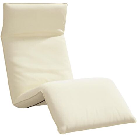 Chaise longue Transat Bain de soleil pliante crème 175x54x8,5 cm tissu oxford