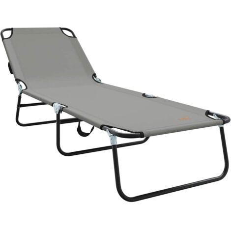 Chaise longue  Transat  Bain de soleil pliante Gris 188 x 57 x 86,5 cm Polyester