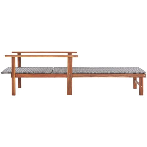 Chaise longue  Transat  Bain de soleil Résine tressée et bois d'acacia massif Gris