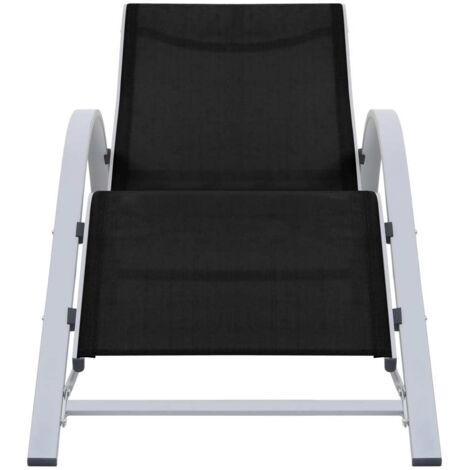 Chaise longue  Transat  Bain de soleil textilène et aluminium noir