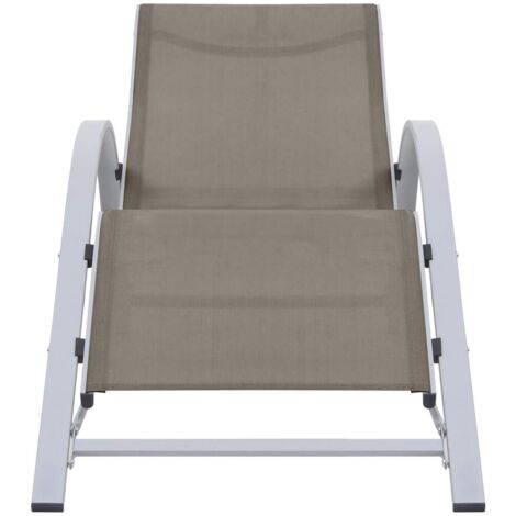 Chaise longue  Transat  Bain de soleil textilène et aluminium taupe
