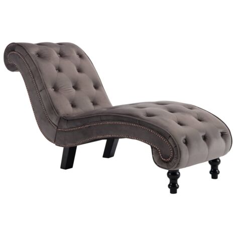 Chaise longue  Transat  Bain de soleil Velours Gris