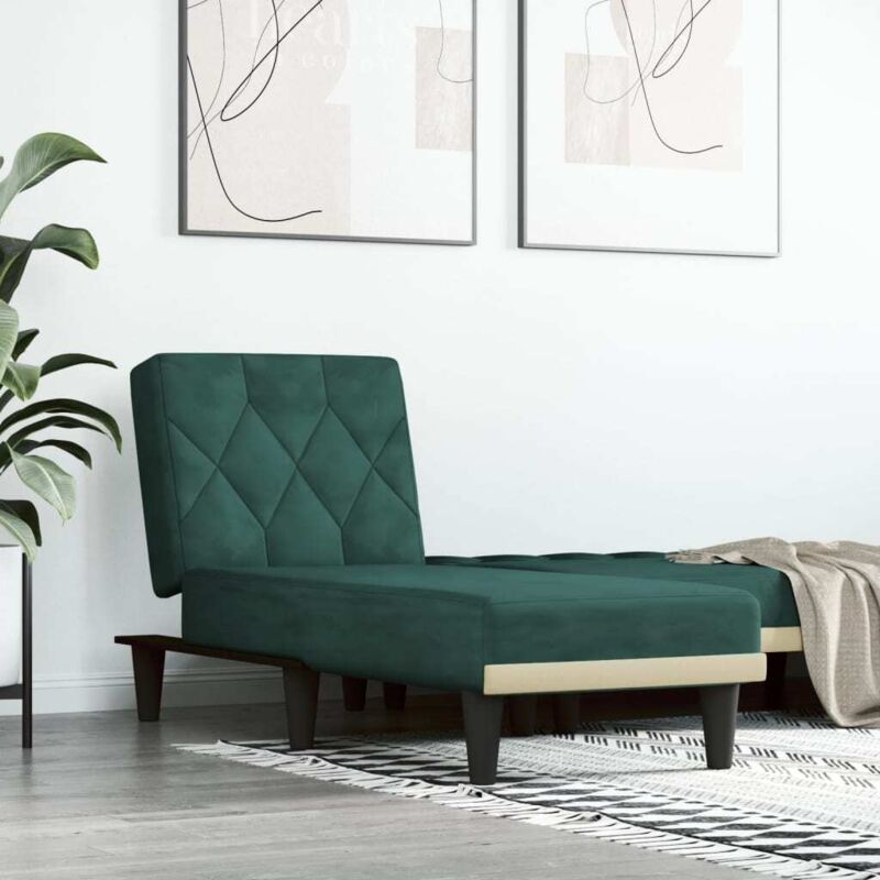 Vidaxl - Chaise longue vert foncé velours