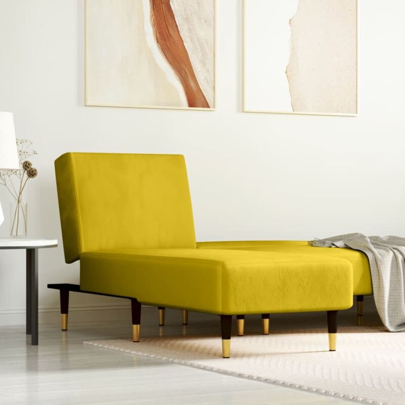 Chaise longue jaune velours vidaXL